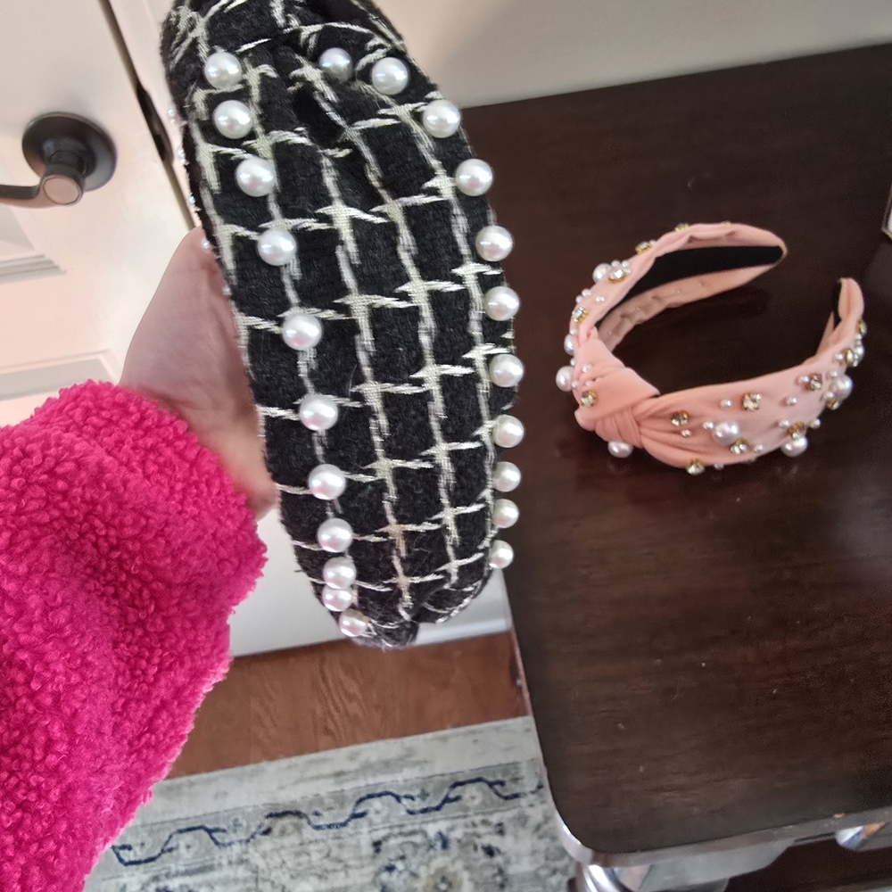 Elegant Pearl and Gemstone Headbands Set Of 2 - Picture 5 of 10